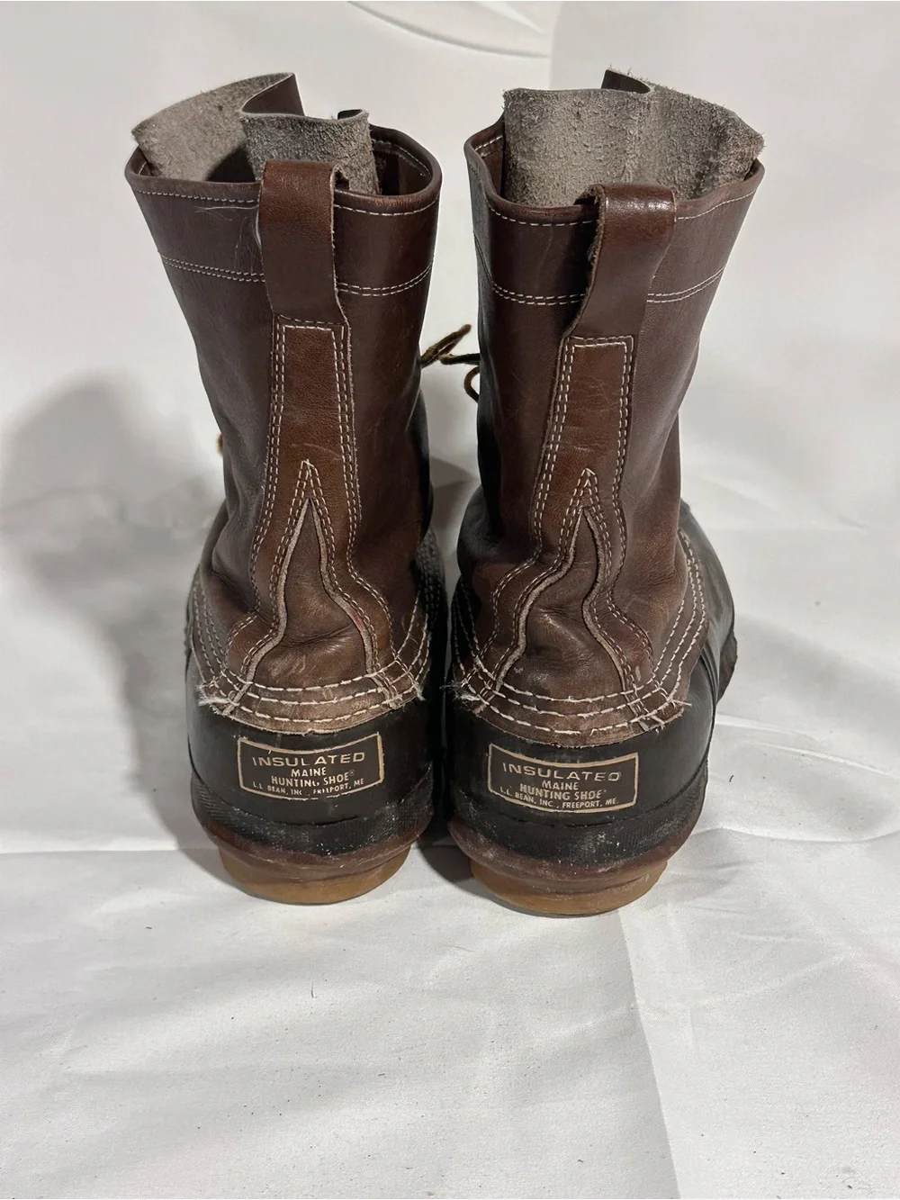 L.L. Bean Dark Brown Leather and Black Rubber Waterproof Duck Boots